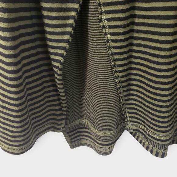 Habitat Artsy Asymmetric Cowlneck Tunic Top Green Black Stripe Sz XL Lagenlook - Picture 4 of 14